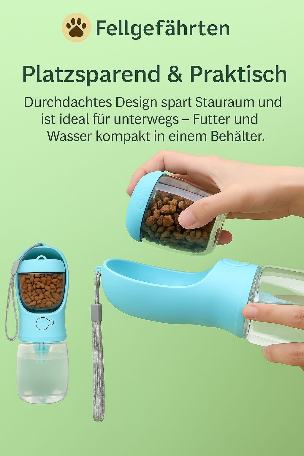 🐾 Wasser. Futter. Freiheit. – Die 2-in-1-Flasche für den Sommer mit deinem Vierbeiner