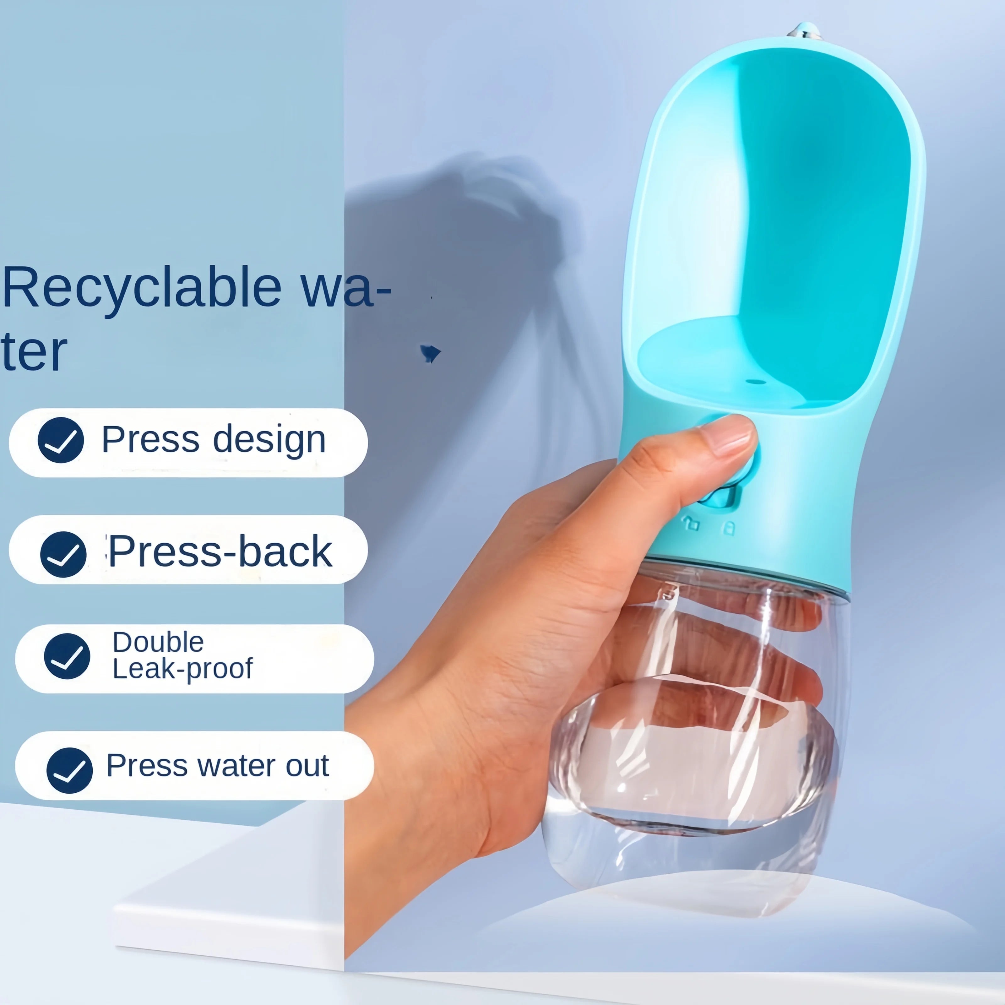 2 In1 Portable Dog Cat Water Bottle with Storage Food and Water Container for Puppy Pets Dogs Feeder Bowl Outdoor Travel